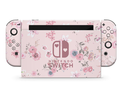 Pretty Pink Flowers Nintendo Switch Skin