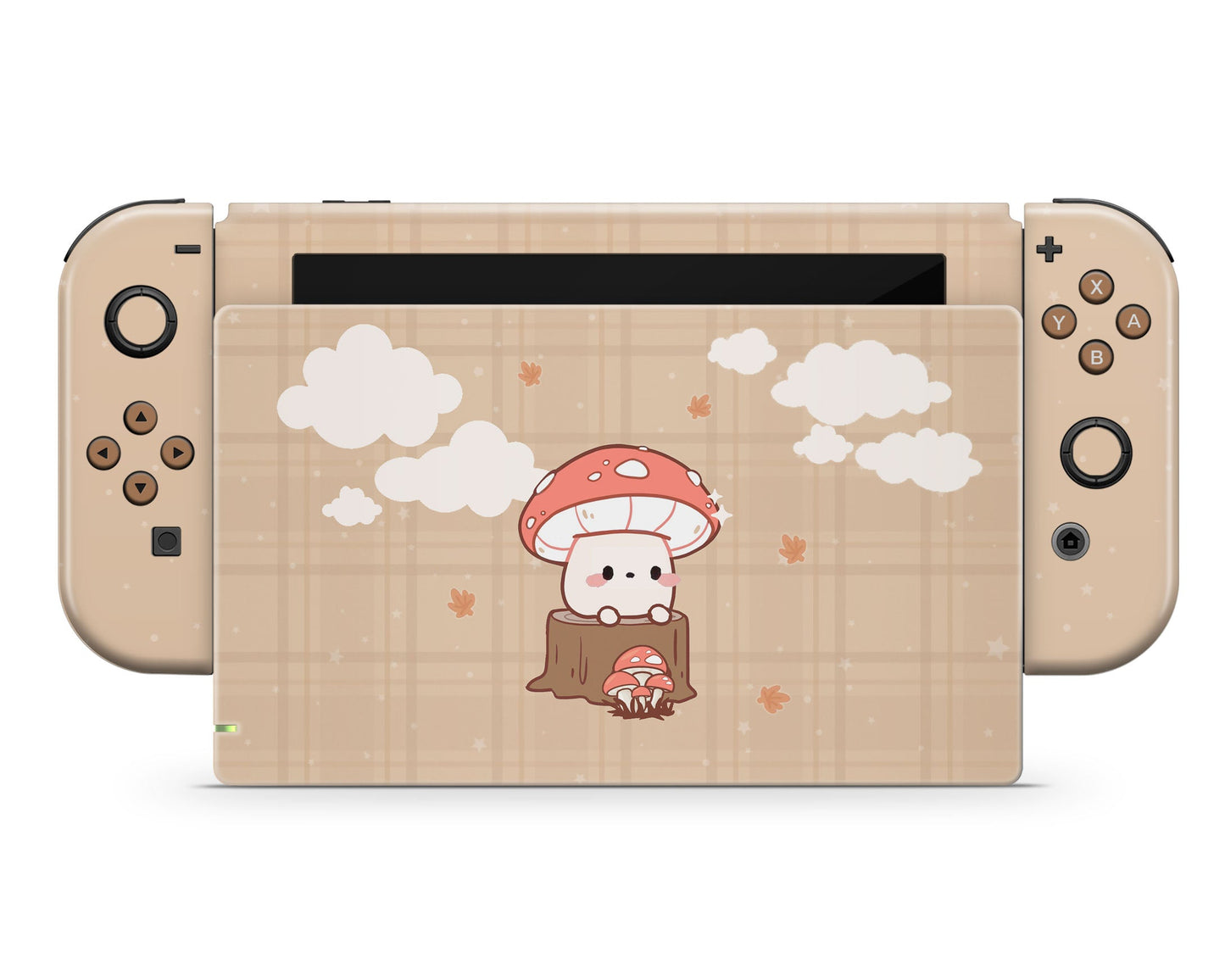 Lux Skins Nintendo Switch Brown Mushroom Cutie Joycons Only Skins - Art Floral Skin