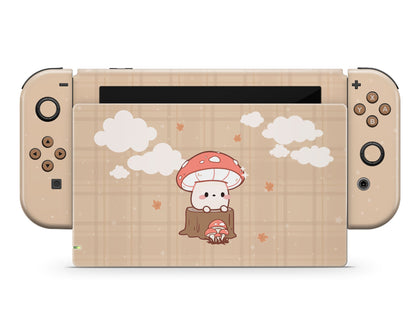 Lux Skins Nintendo Switch Brown Mushroom Cutie Joycons Only Skins - Art Floral Skin