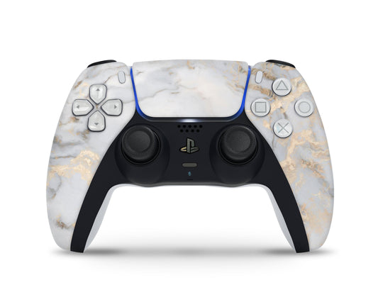 Ethereal White Gold Marble PS5 Controller Skin