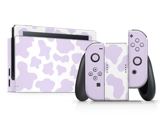Purple Cow Print Nintendo Switch Skin