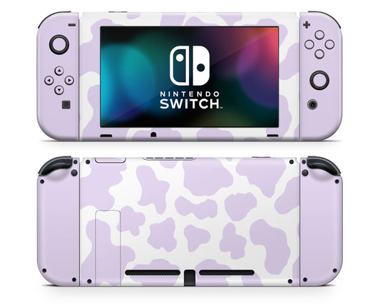 Purple Cow Print Nintendo Switch Skin