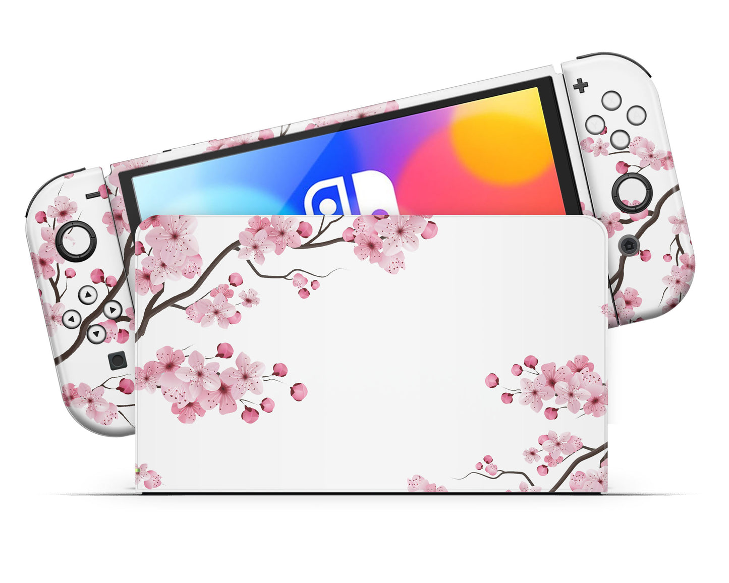 White Cherry Blossom Nintendo Switch OLED Skin
