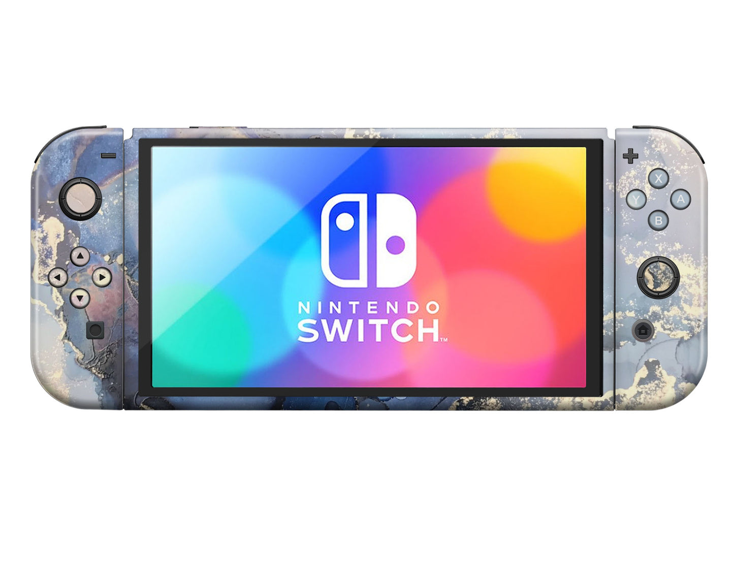 Ethereal Blue Gold Marble Nintendo Switch OLED Skin