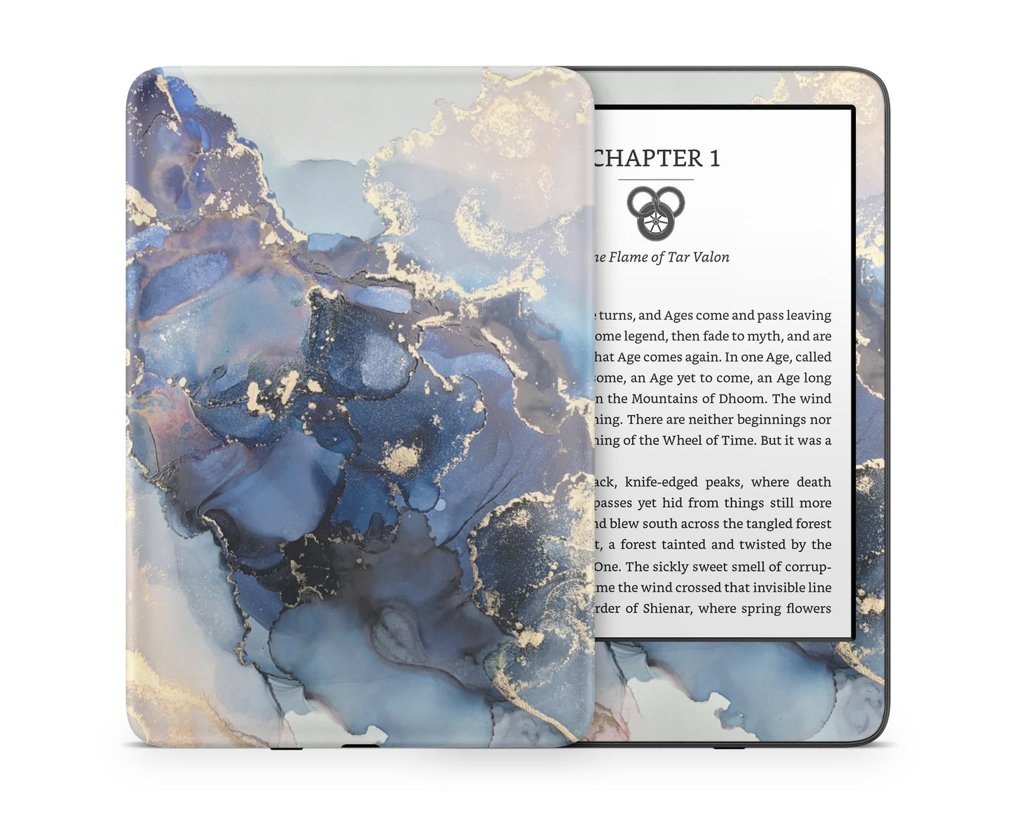 Lux Skins Kindle Ethereral Blue Gold Marble Kindle Gen 11 Skins - Pattern Marble Skin