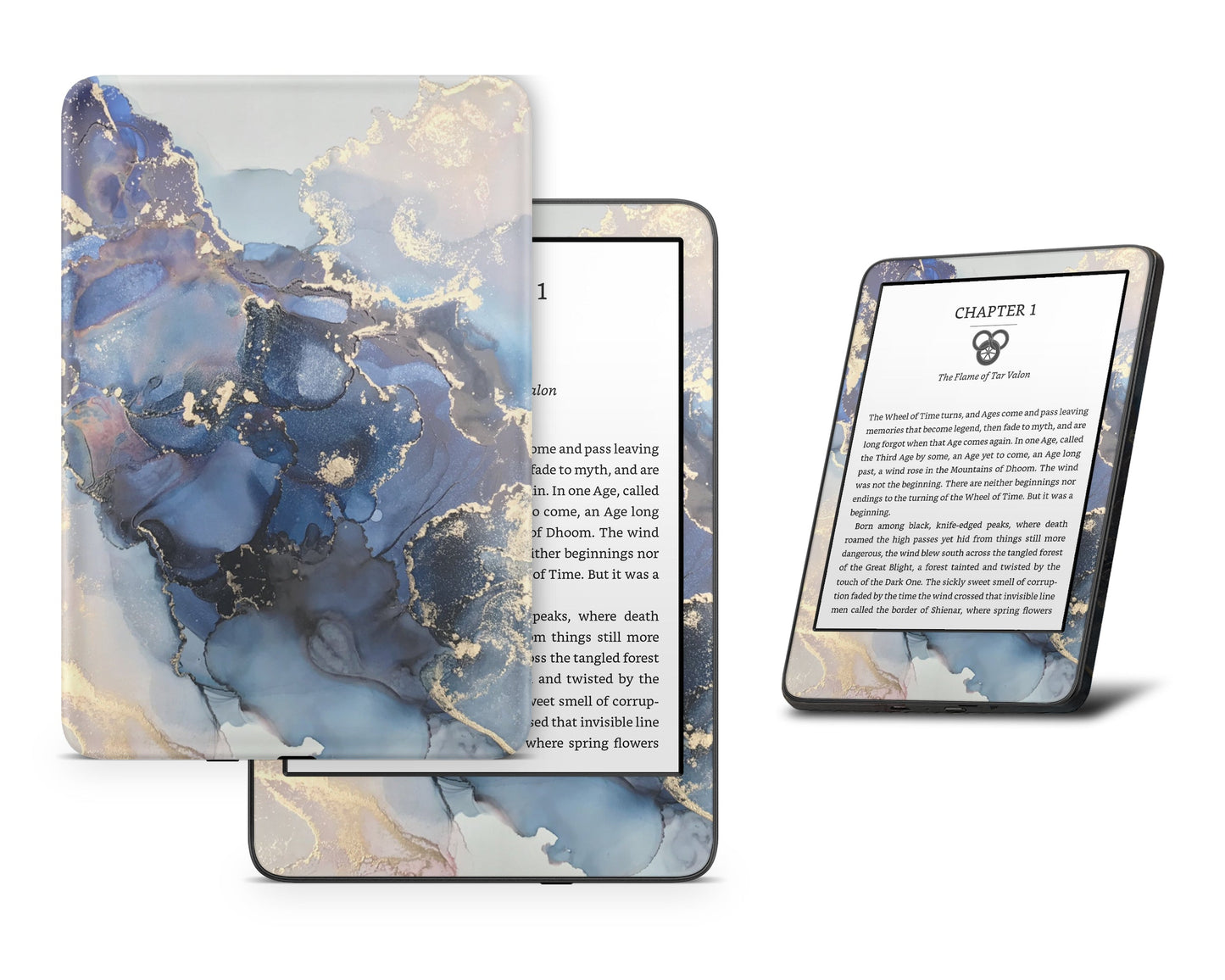 Lux Skins Kindle Ethereral Blue Gold Marble Kindle Gen 10 Skins - Pattern Marble Skin
