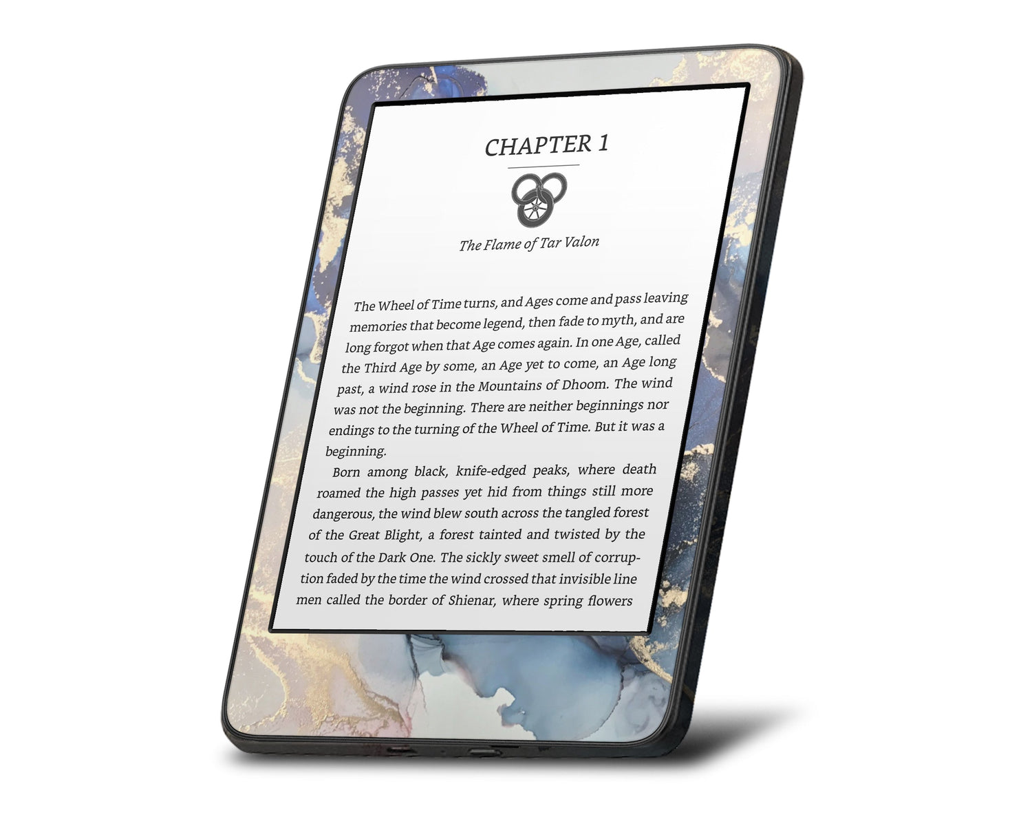 Lux Skins Kindle Ethereral Blue Gold Marble Kindle Gen 8 Skins - Pattern Marble Skin