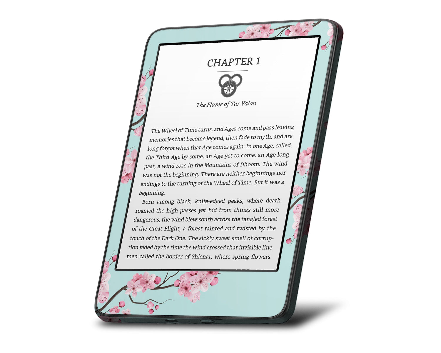 Lux Skins Kindle Cherry Blossom Teal Kindle Gen 8 Skins - Art Floral Skin