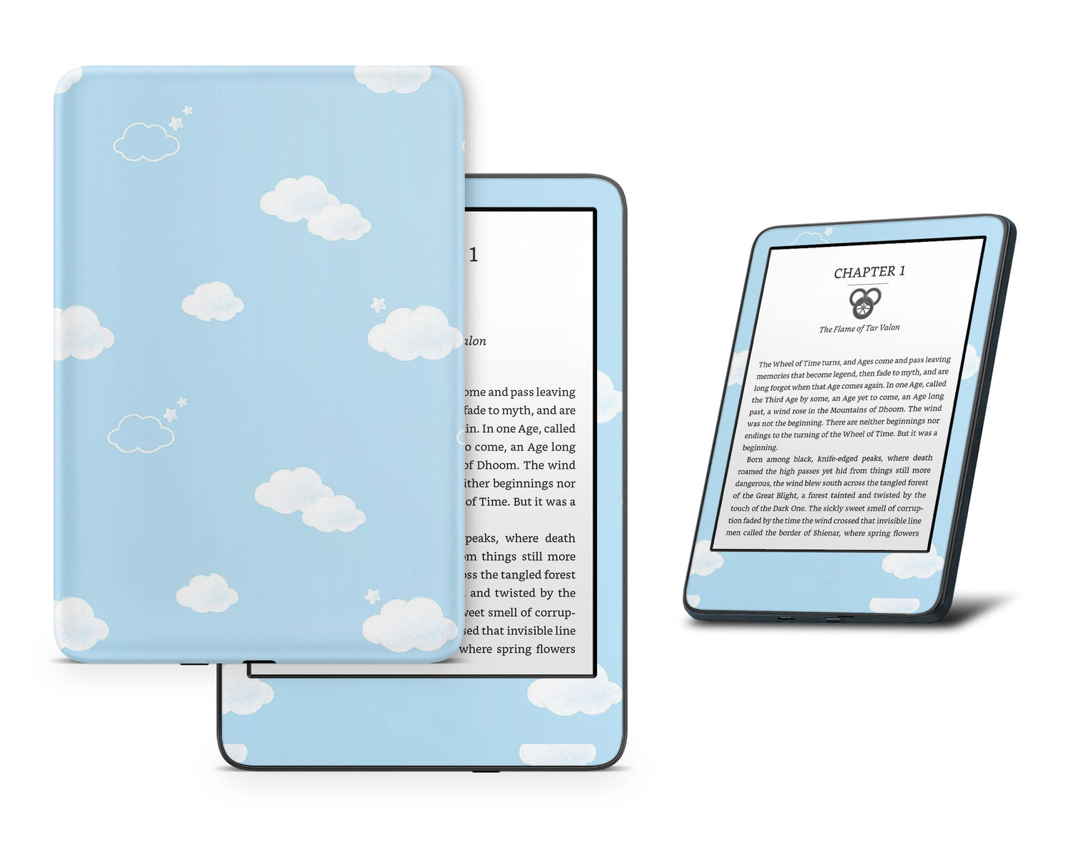 Lux Skins Kindle Cute Blue Clouds Kindle Gen 10 Skins - Art Clouds Skin