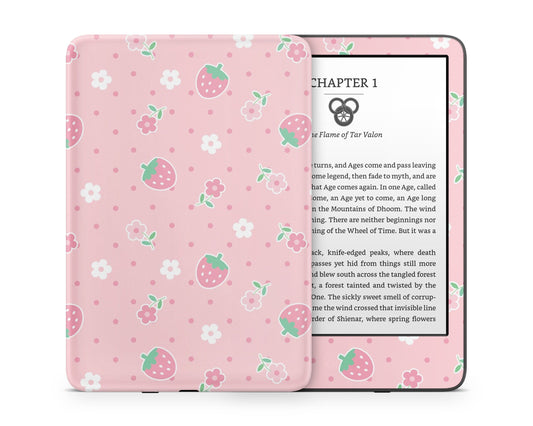 Lux Skins Kindle Kawaii Strawberry Daisy Kindle Gen 11 Skins - Art Floral Skin