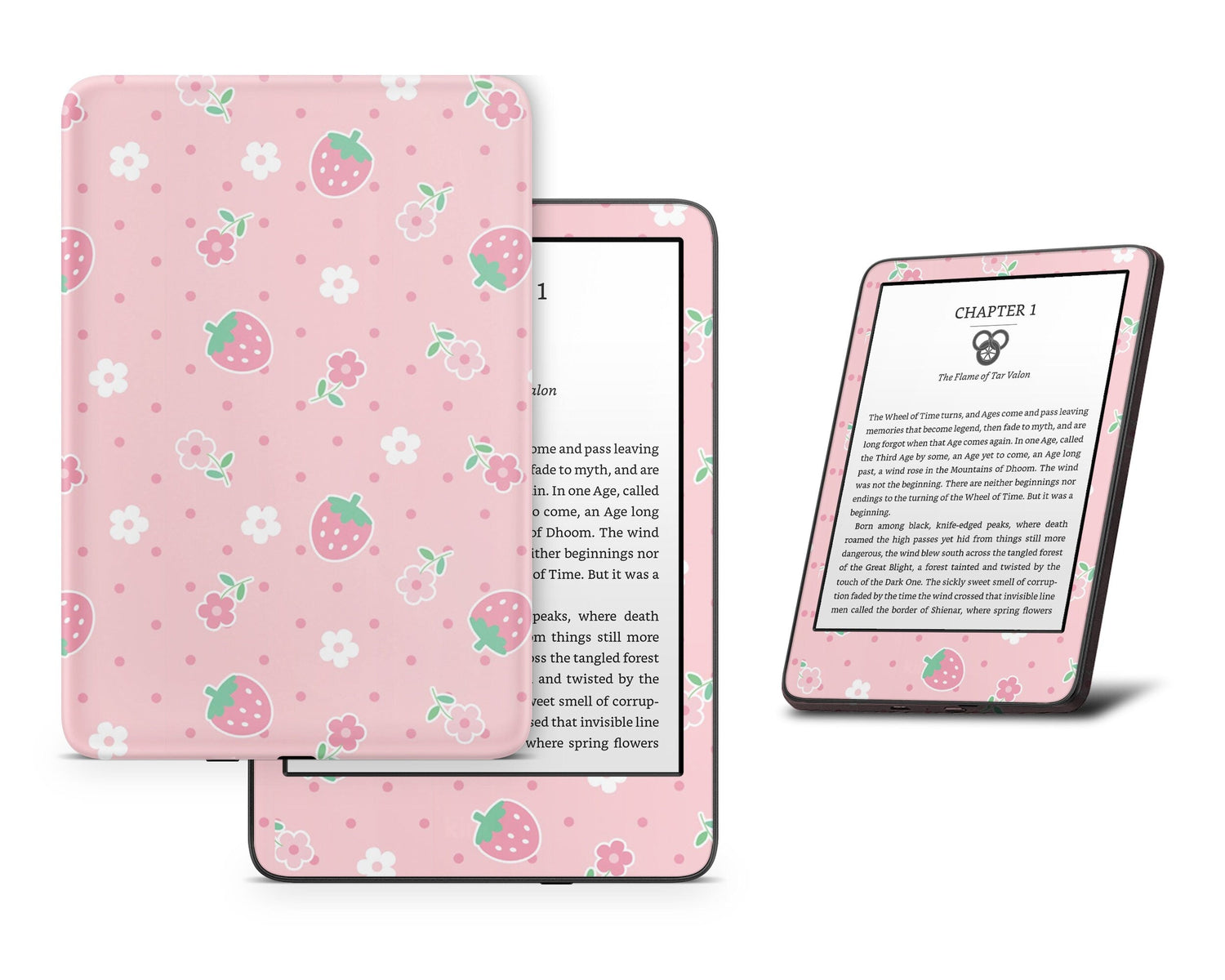 Lux Skins Kindle Kawaii Strawberry Daisy Kindle Gen 10 Skins - Art Floral Skin