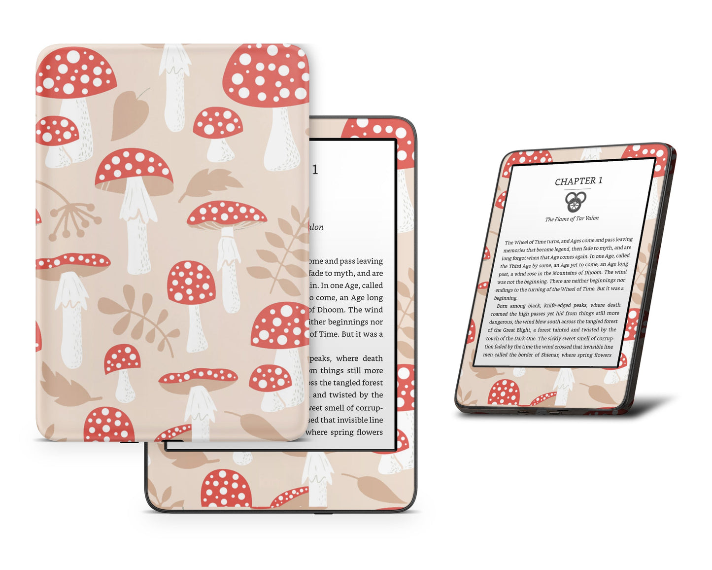Lux Skins Kindle Beige Mushroom Farm Kindle Gen 8 Skins - Art Artwork Skin