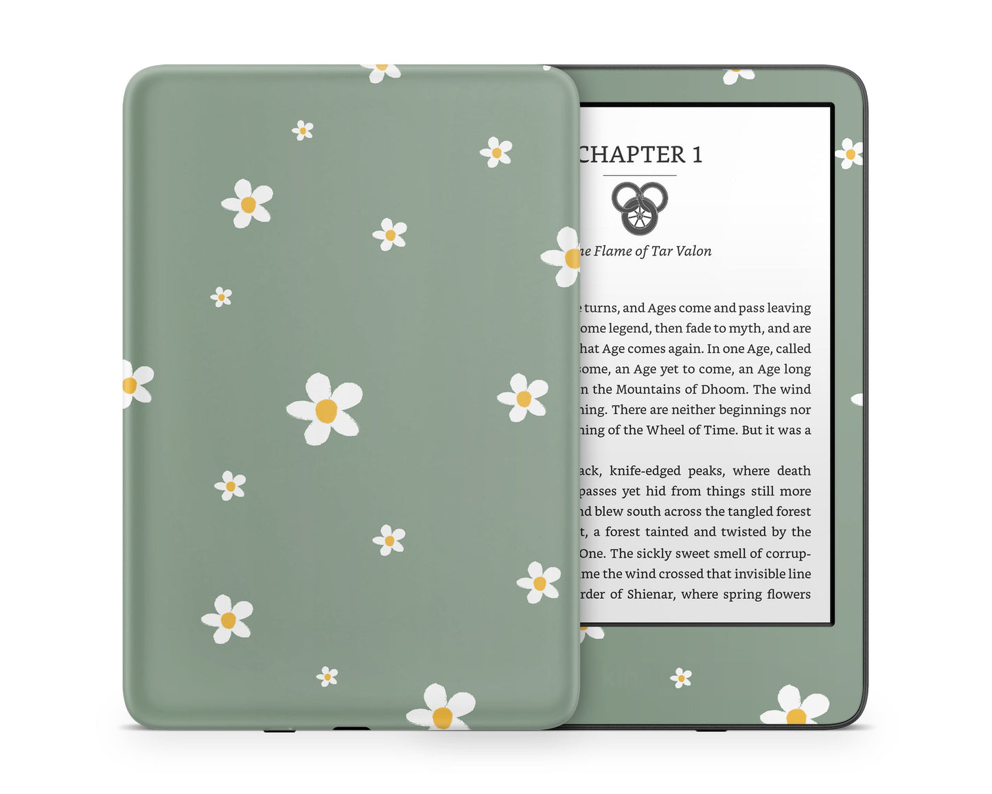 Lux Skins Kindle Green Daisy Kindle Gen 11 Skins - Art Floral Skin
