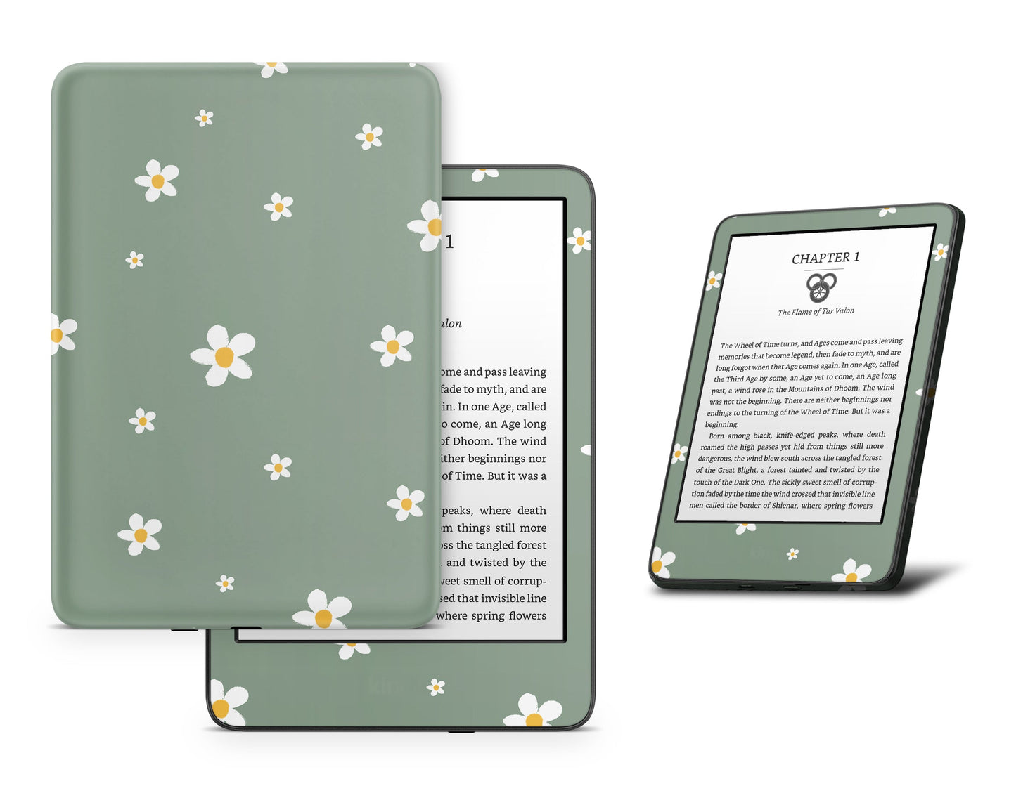 Lux Skins Kindle Green Daisy Kindle Gen 8 Skins - Art Floral Skin