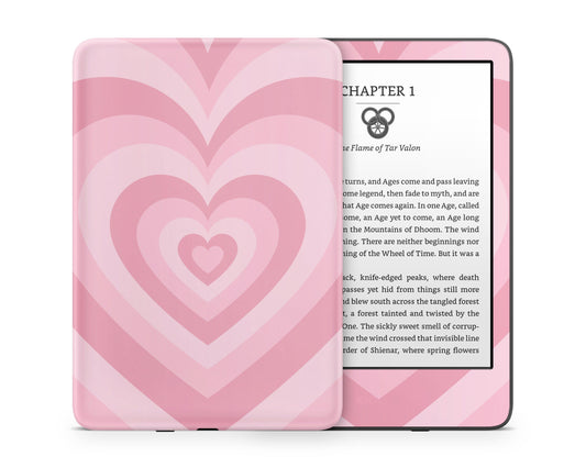 Lux Skins Kindle Pink Retro Hearts Kindle Gen 11 Skins - Art Solid Colours Skin