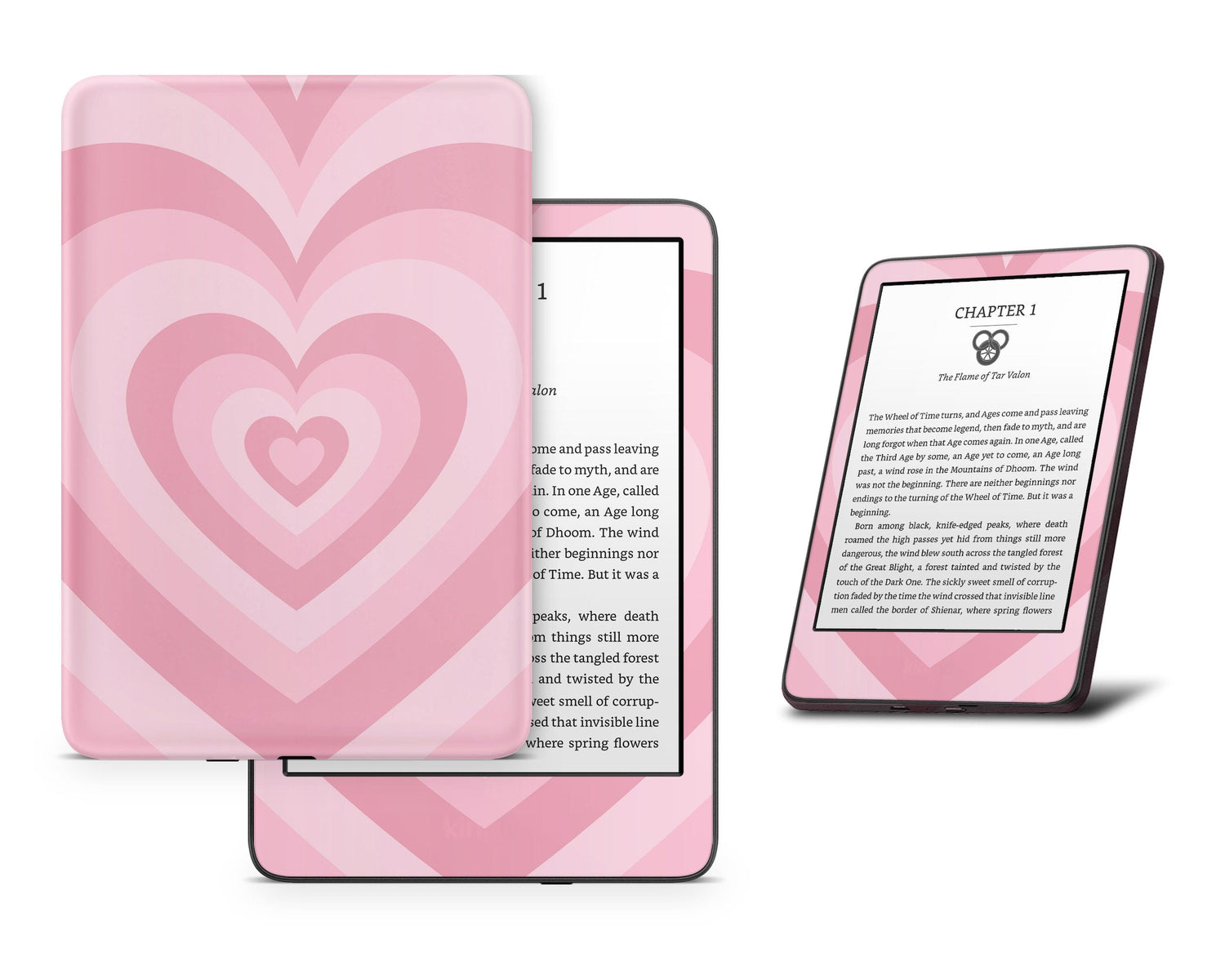 Lux Skins Kindle Pink Retro Hearts Kindle Gen 8 Skins - Art Solid Colours Skin