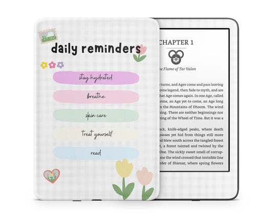 Lux Skins Kindle Cute Daily Reminders Flower Pastel Kindle Gen 11 Skins - Art Quotes Skin