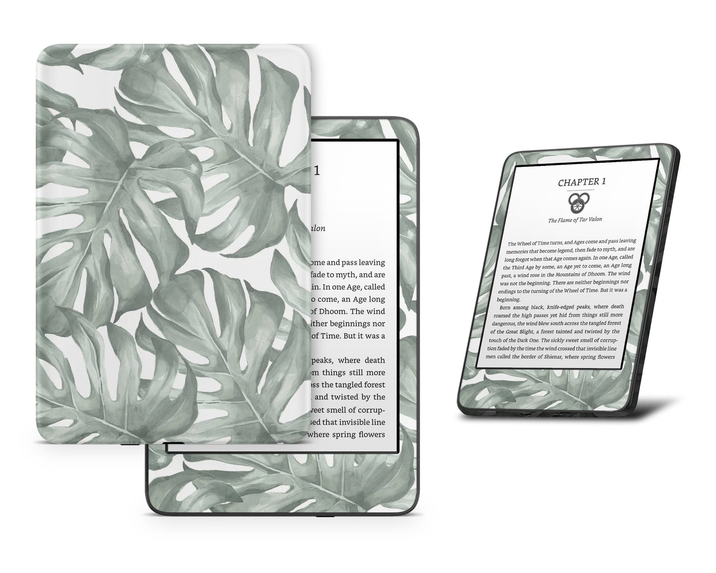 Lux Skins Kindle Sage Monstera Leaf Kindle Gen 8 Skins - Art Floral Skin