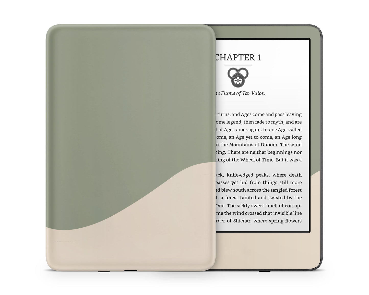 Lux Skins Kindle Two Tone Wild Sage Green Cream Kindle Gen 11 Skins - Solid Colours Colour Blocking Skin