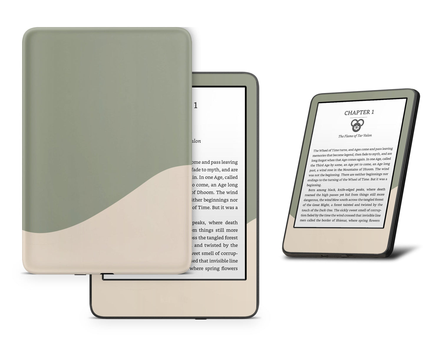 Lux Skins Kindle Two Tone Wild Sage Green Cream Kindle Gen 8 Skins - Solid Colours Colour Blocking Skin