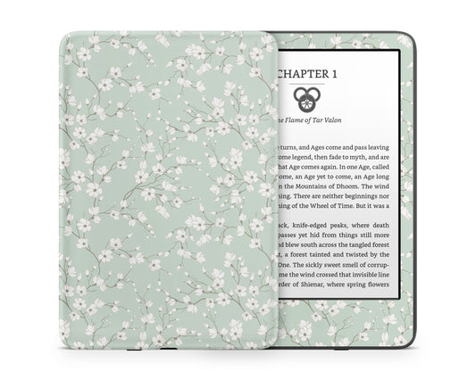 Lux Skins Kindle Pale Mint Blossom Kindle Gen 11 Skins - Art Floral Skin