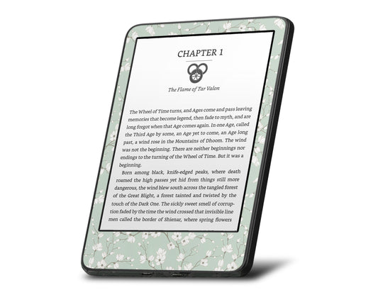 Lux Skins Kindle Pale Mint Blossom Kindle Gen 10 Skins - Art Floral Skin