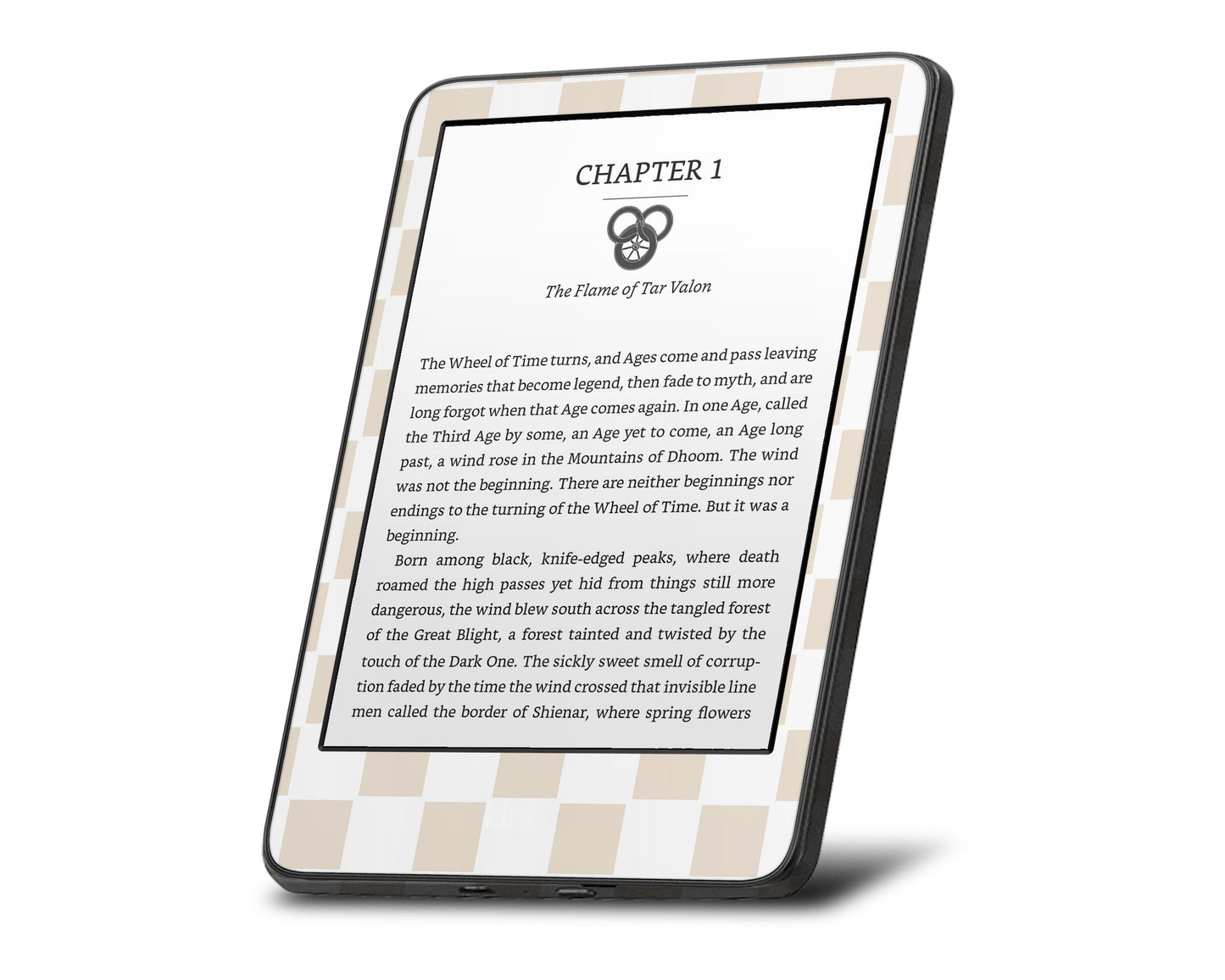 Lux Skins Kindle Checkered Beige Kindle Gen 11 Skins - Pattern Artwork Skin