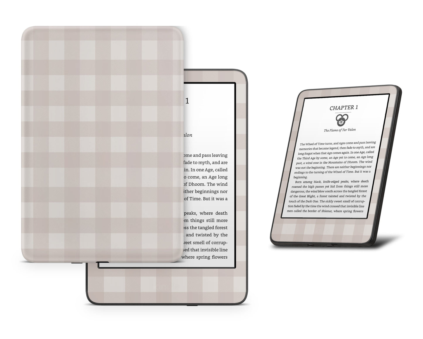 Lux Skins Kindle Beige Gingham Kindle Gen 10 Skins - Pattern Artwork Skin