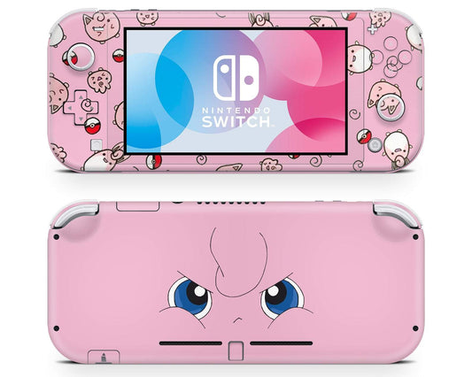 Lux Skins Nintendo Switch Lite Jigglypuff Pastel Pink Pattern Full Set Skins - Pop culture Pokemon Skin