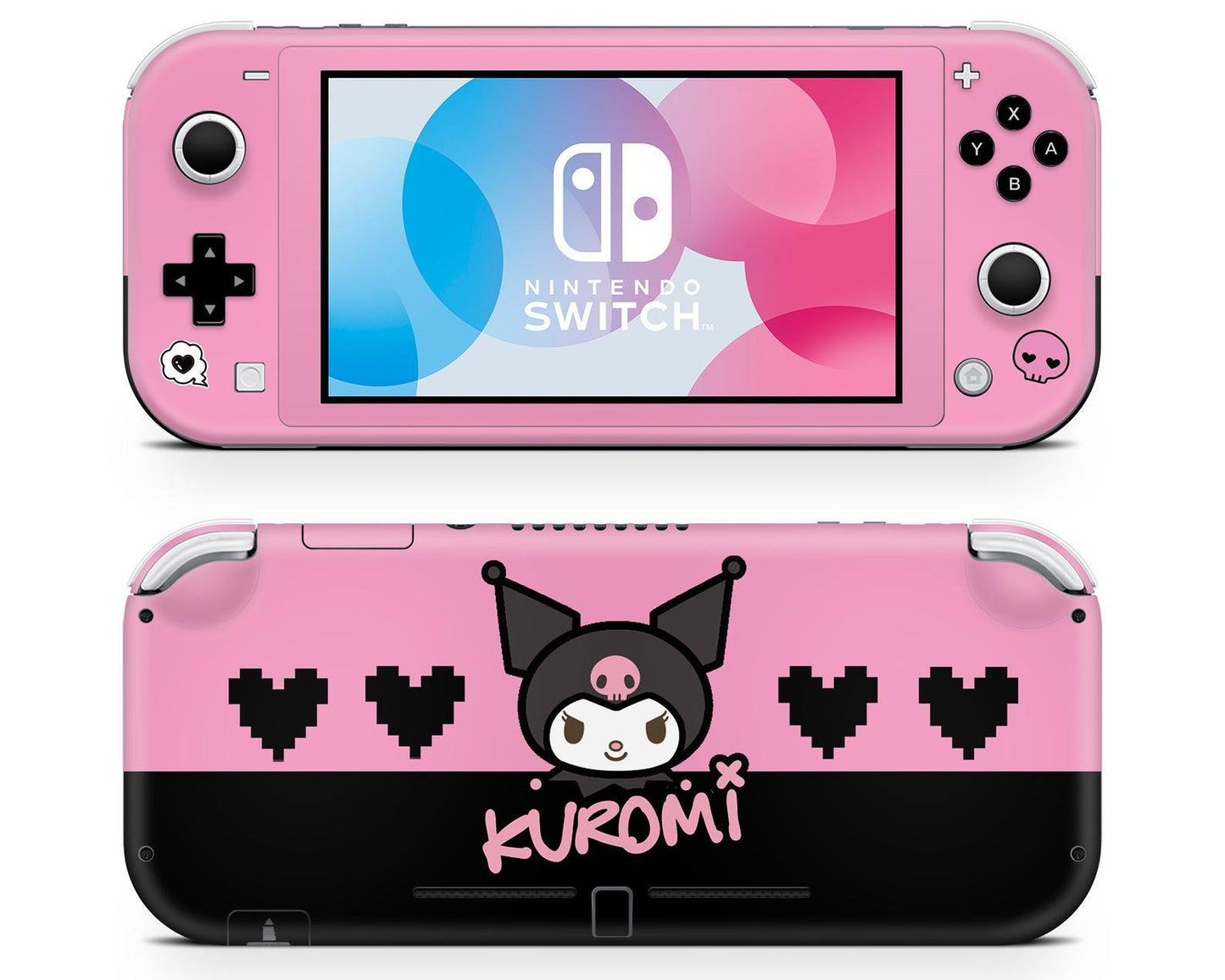 Lux Skins Nintendo Switch Lite Kuromi Black Pink Full Set Skins - Pop culture Sanrio Skin
