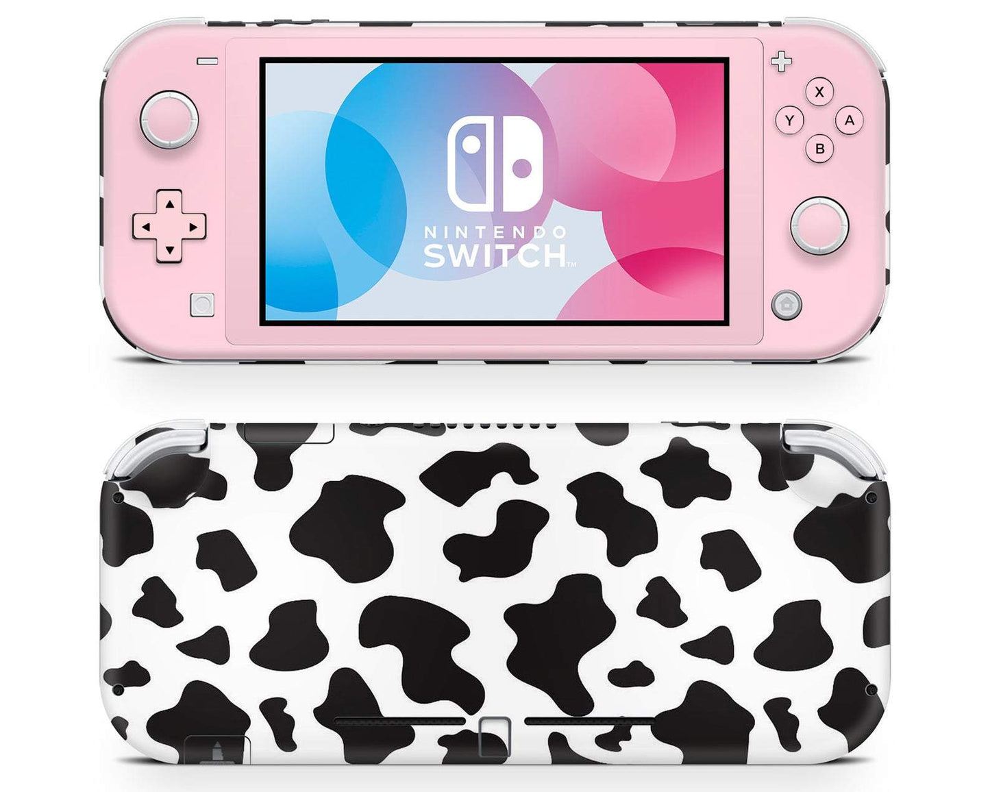 Lux Skins Nintendo Switch Lite Cow Print Pastel Pink Front Full Skins - Art Animals Skin