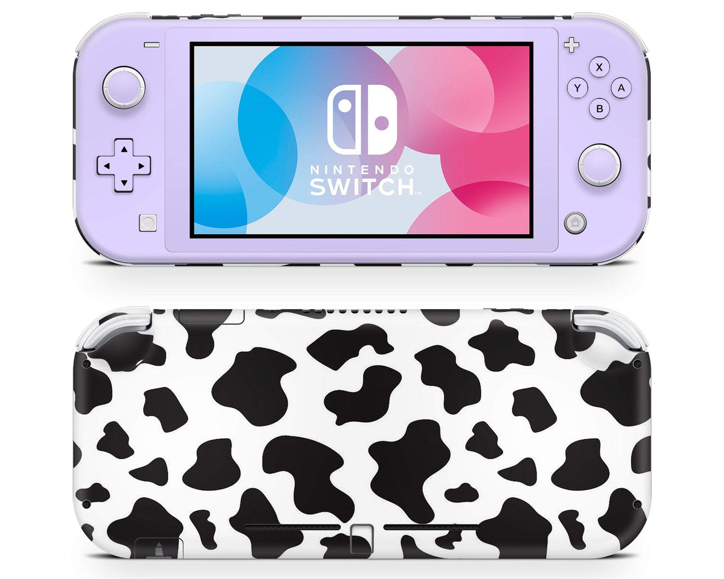 Lux Skins Nintendo Switch Lite Cow Print Pastel Lavender Front Full Skins - Art Animals Skin