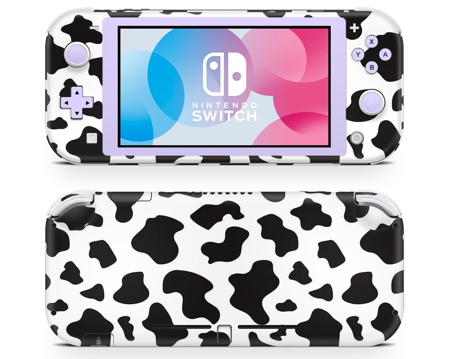 Cow Print Pastel Lavender Front Nintendo Switch Lite Skin