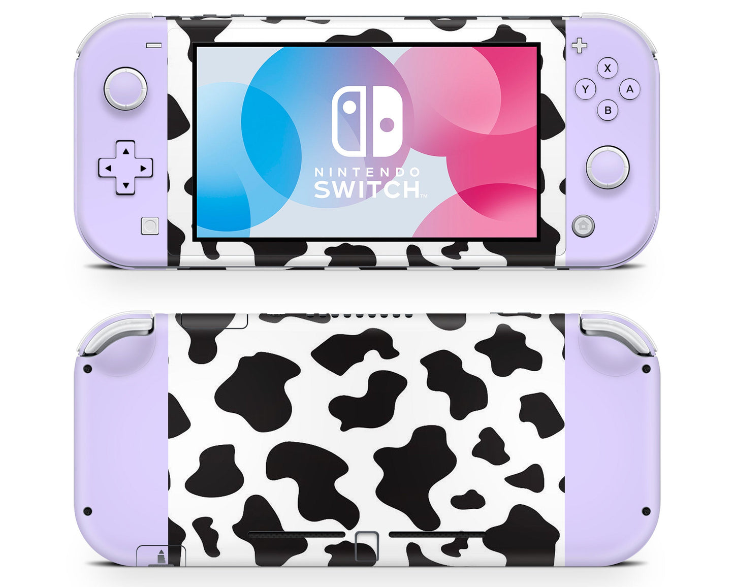 Cow Print Pastel Lavender Front Nintendo Switch Lite Skin
