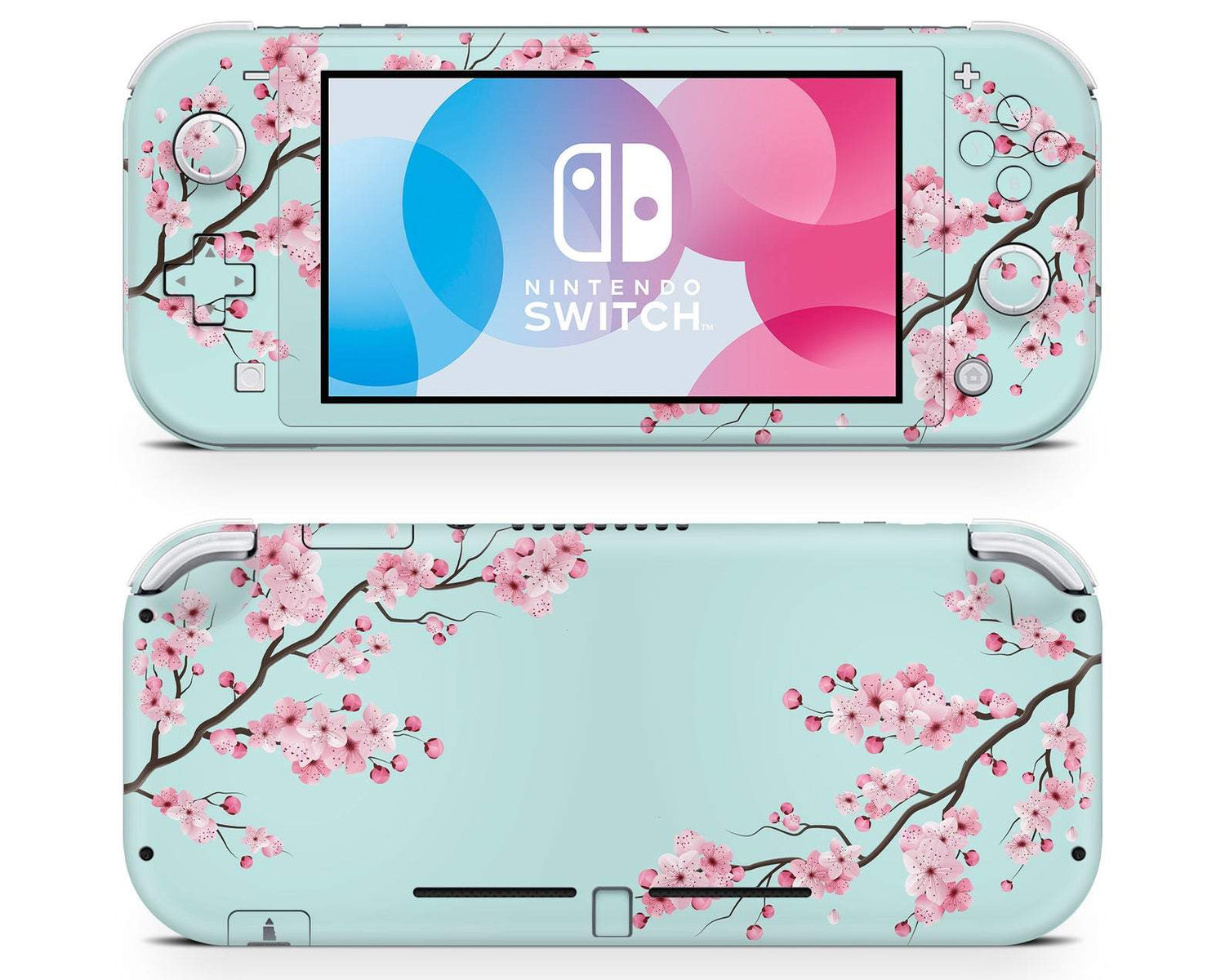 Lux Skins Nintendo Switch Lite Teal Mint Cherry Blossom Classic no logo Skins - Art Floral Skin