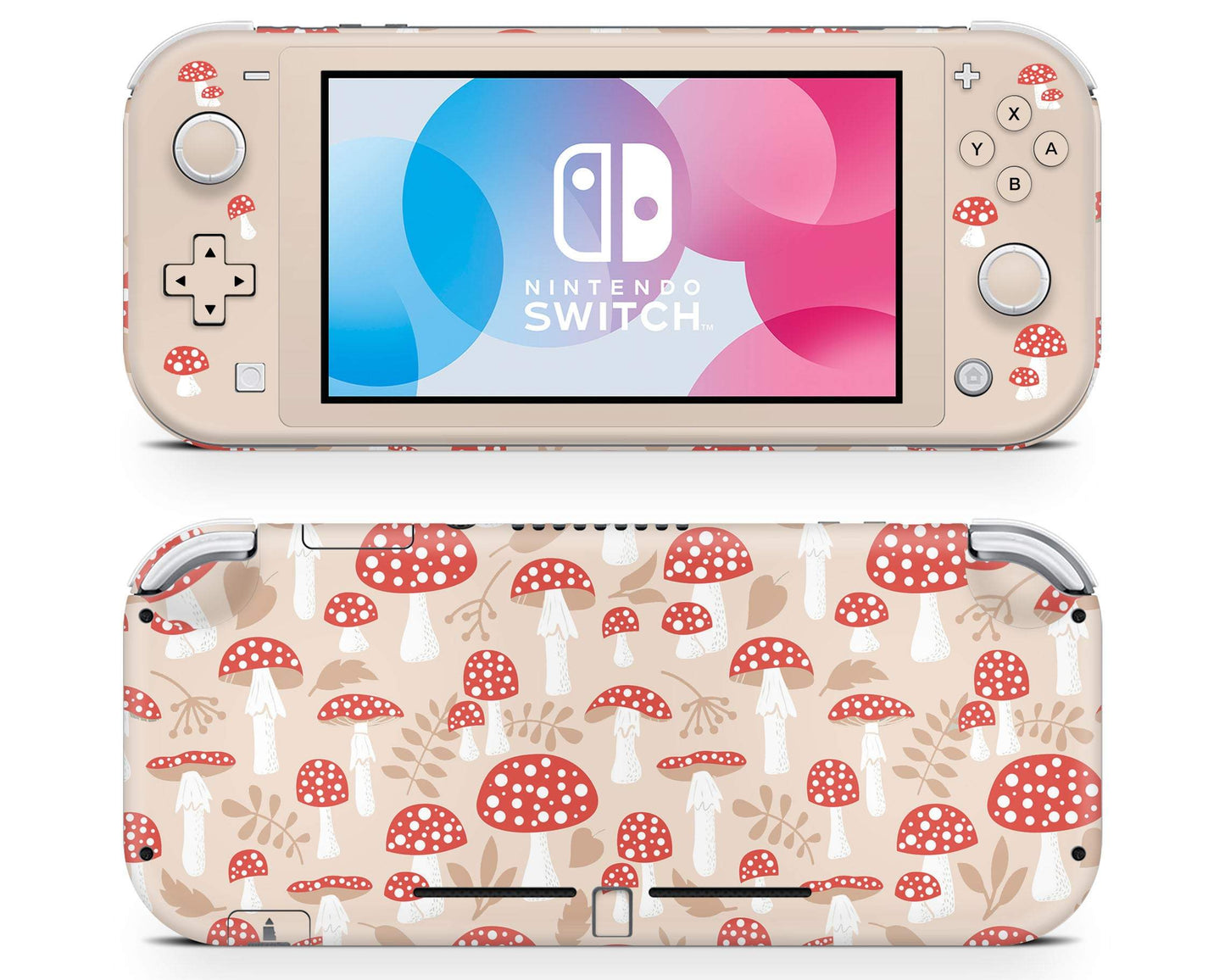 Lux Skins Nintendo Switch Lite Beige Mushroom Farm Full Set Skins - Art Artwork Skin