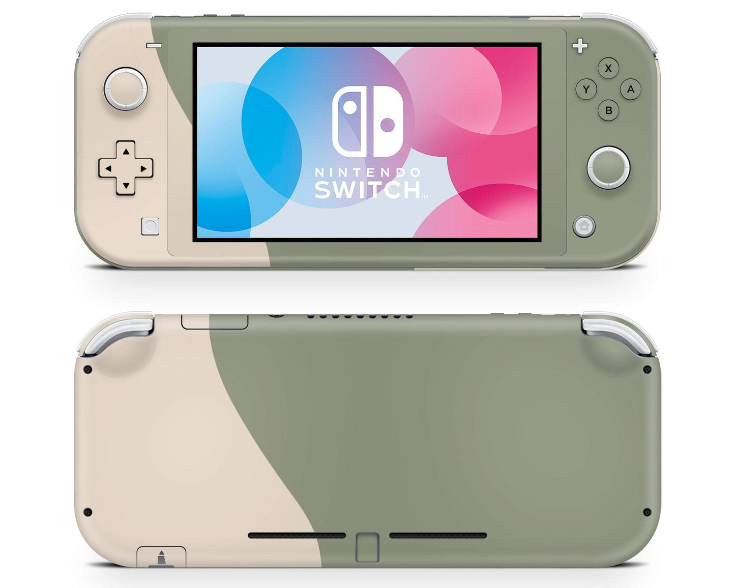 Lux Skins Nintendo Switch Lite Two Tone Wild Sage Green Cream Classic no logo Skins - Solid Colours Colour Blocking Skin
