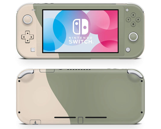Lux Skins Nintendo Switch Lite Two Tone Wild Sage Green Cream Classic no logo Skins - Solid Colours Colour Blocking Skin