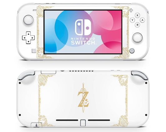 Lux Skins Nintendo Switch Lite Legend of Zelda White Gold Full Set Skins - Pop culture Zelda Skin