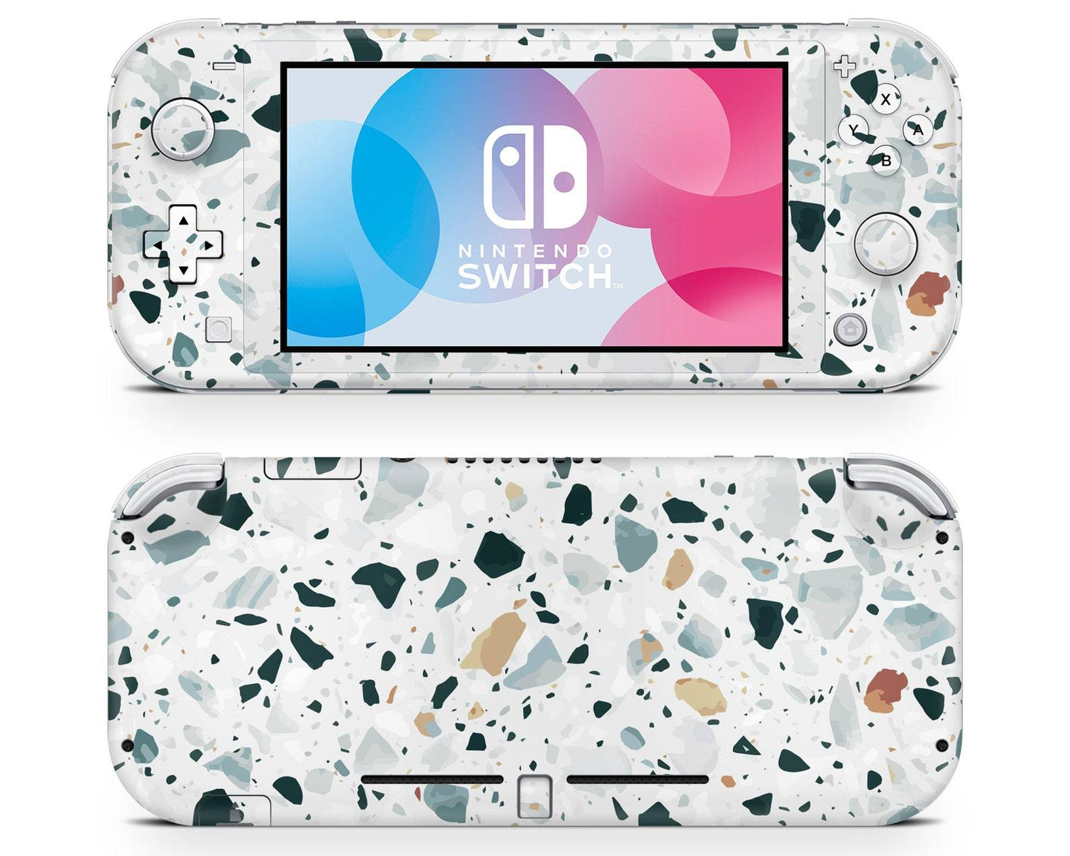 Lux Skins Nintendo Switch Lite Ice Terrazzo Full Set Skins - Pattern Marble Skin