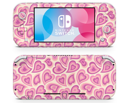 Lux Skins Nintendo Switch Lite Retro Hearts Pink Classic no logo Skins - Art Abstract Skin