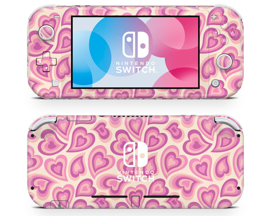 Retro Hearts Pink Nintendo Switch Lite Skin