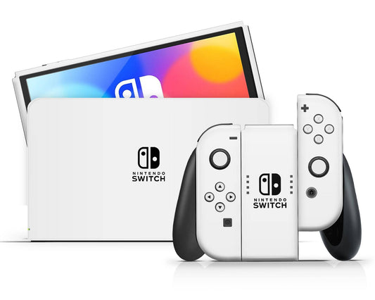 Lux Skins Nintendo Switch OLED Pure White Classic no logo Skins - Solid Colours Pastel Series Skin
