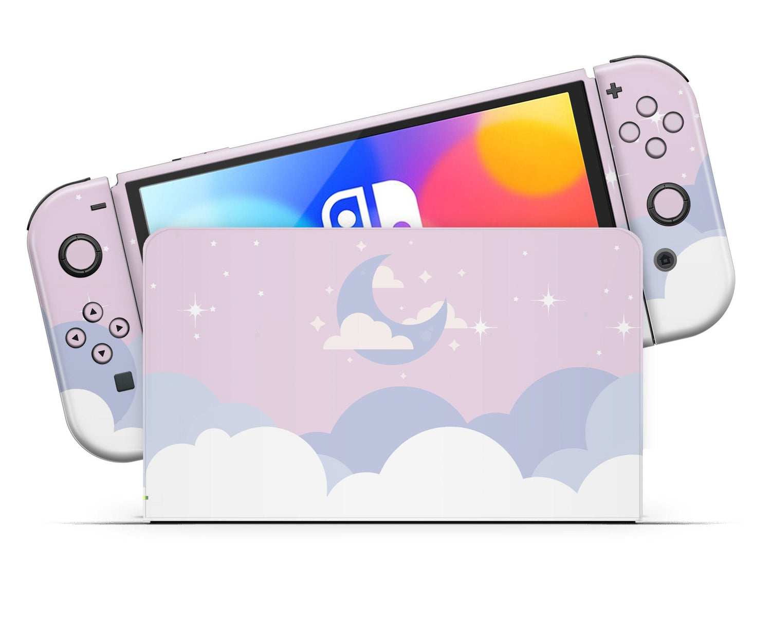 Lux Skins Nintendo Switch OLED Dreamy Pastel Clouds Classic no logo Skins - Art Clouds Skin
