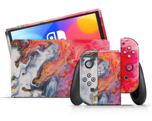 Lux Skins Nintendo Switch OLED Ethereal Volcano Avalanche Marble Classic no logo Skins - Pattern Marble Skin