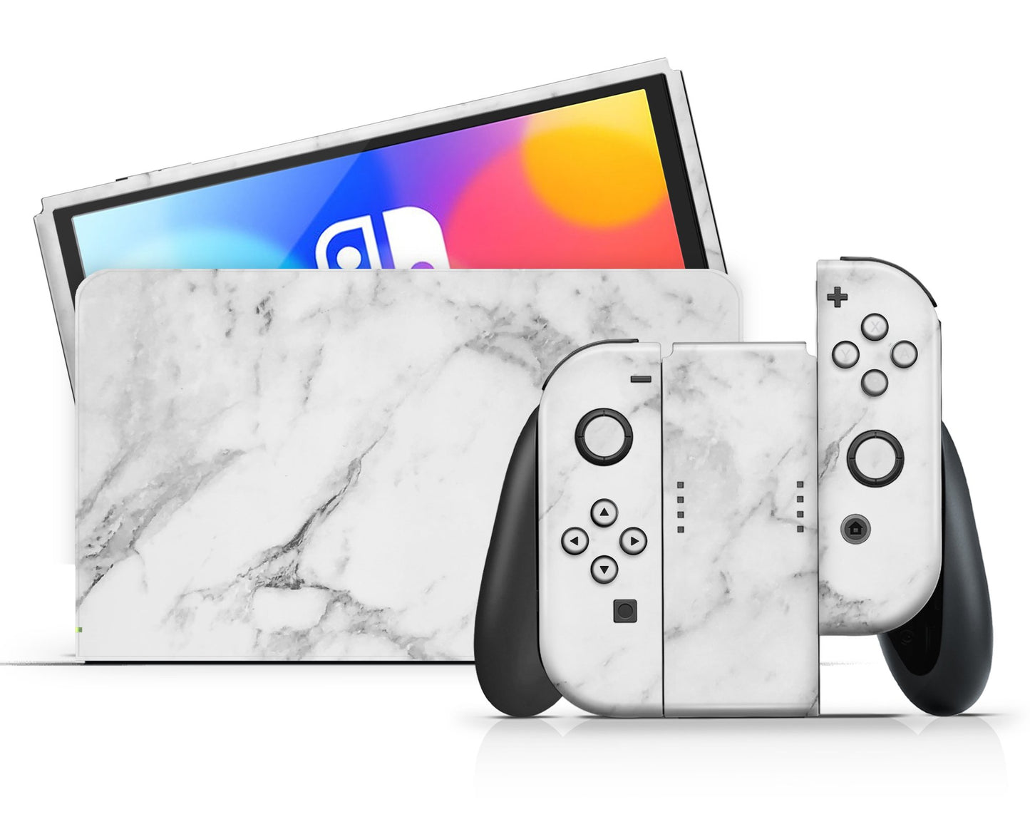 Lux Skins Nintendo Switch OLED White Marble Classic no logo Skins - Pattern Marble Skin