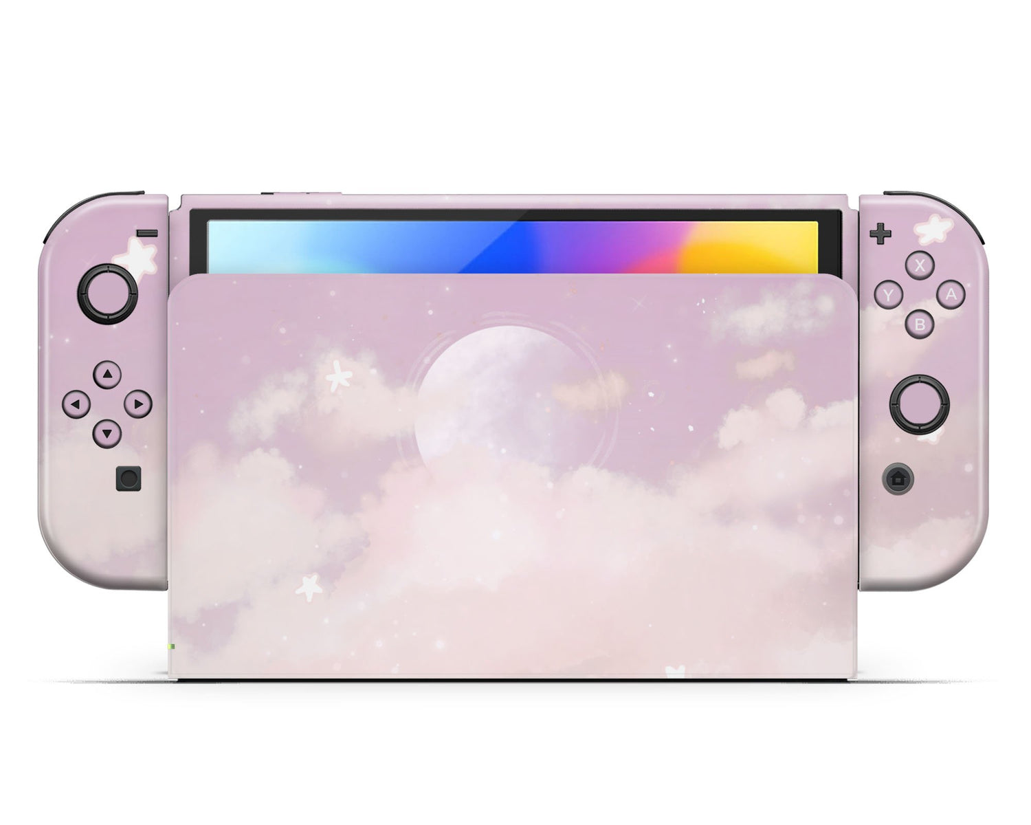 Lux Skins Nintendo Switch OLED Pink Clouds Full Set Skins - Art Clouds Skin