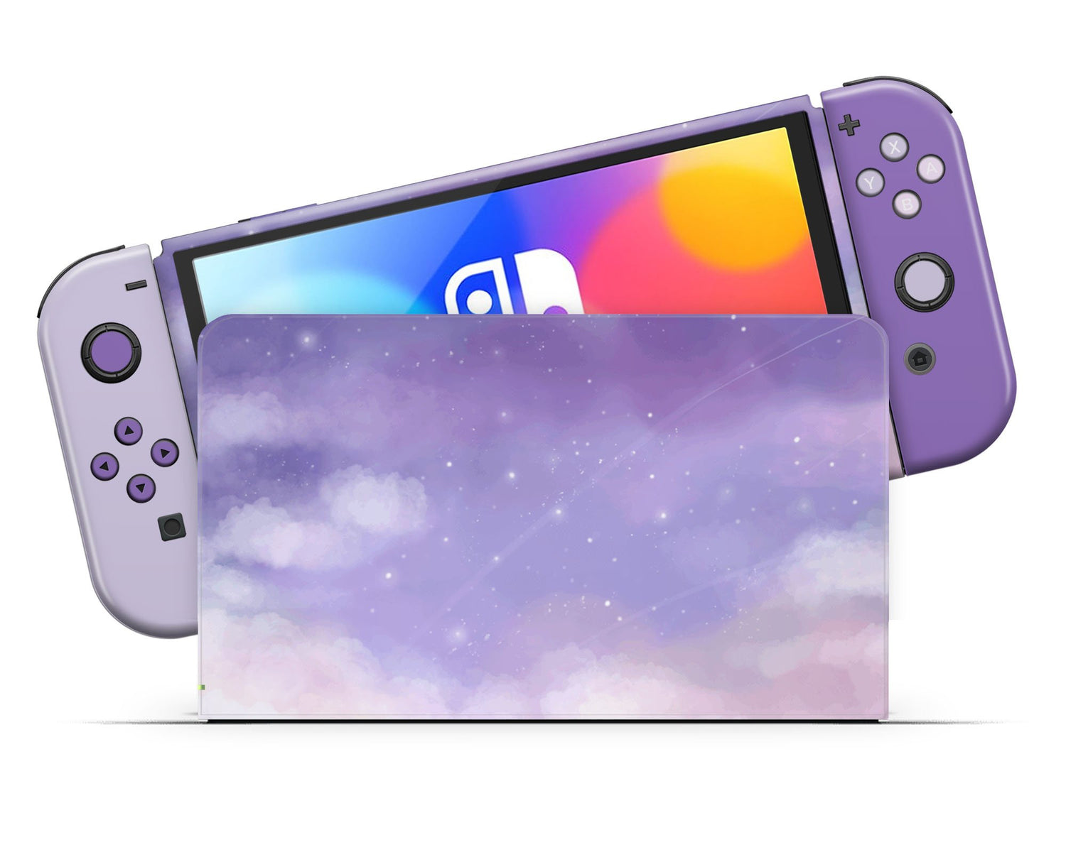 Lux Skins Nintendo Switch OLED Misty Lavender Clouds Classic no logo Skins - Art Clouds Skin