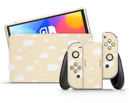 Lux Skins Nintendo Switch OLED Cute Yellow Clouds Classic no logo Skins - Art Clouds Skin