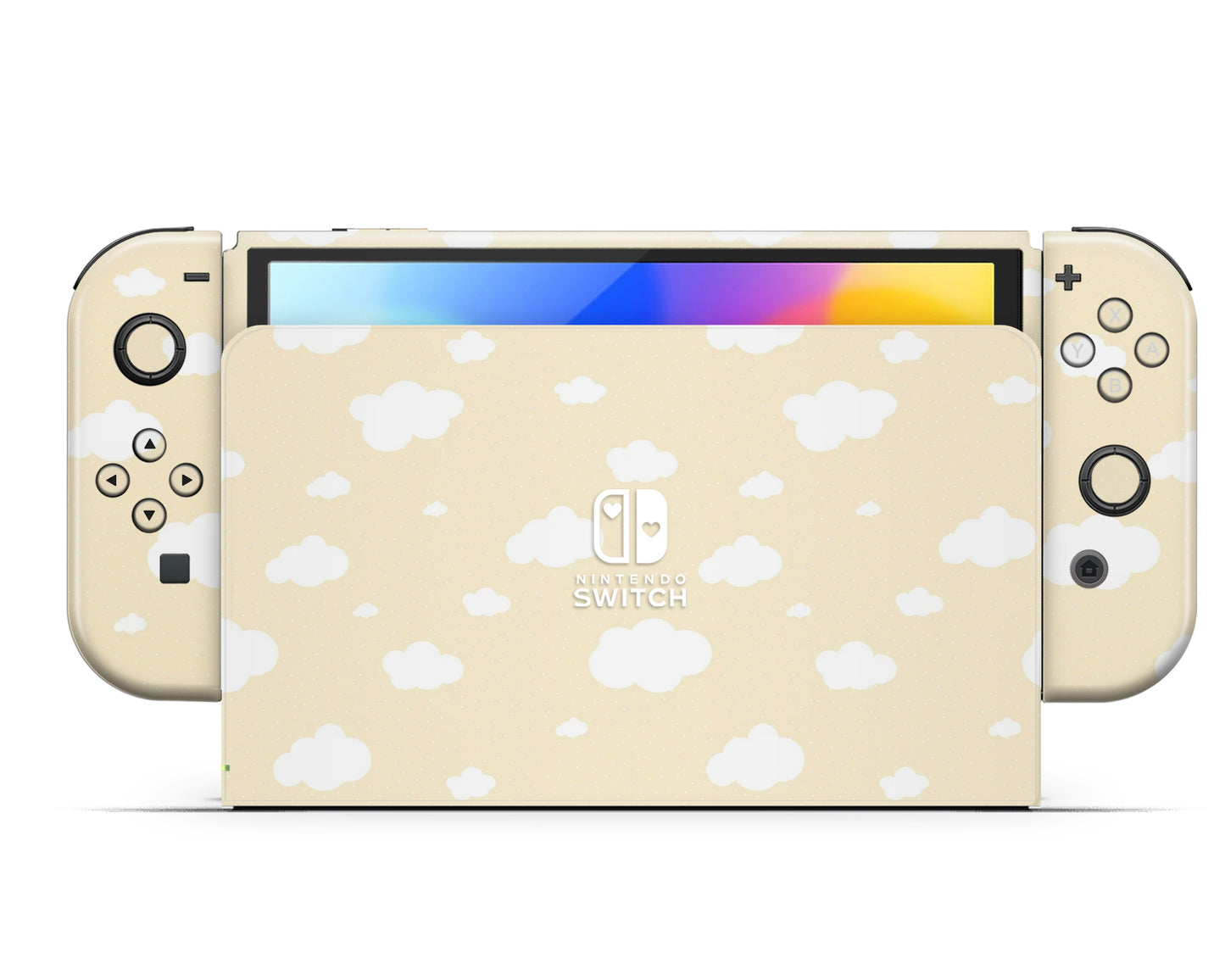 Cute Yellow Clouds Nintendo Switch Skin